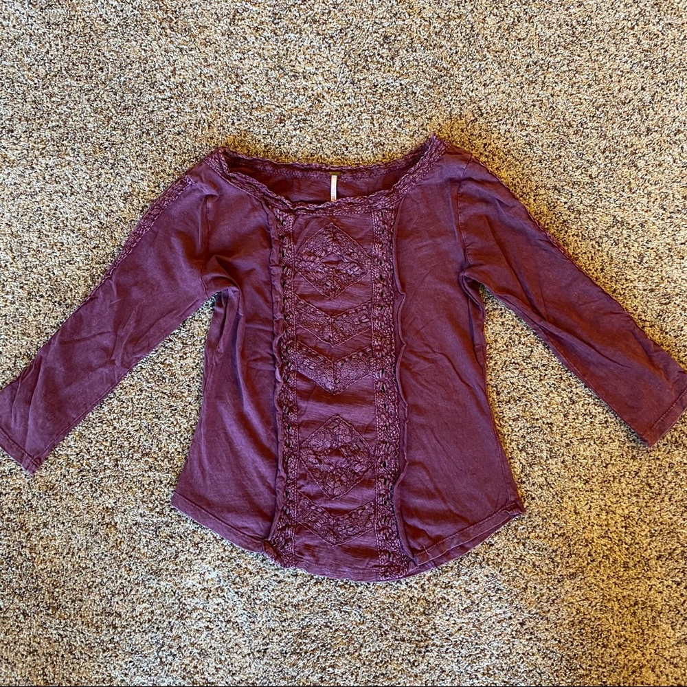 Burgundy Free People Long Sleeve